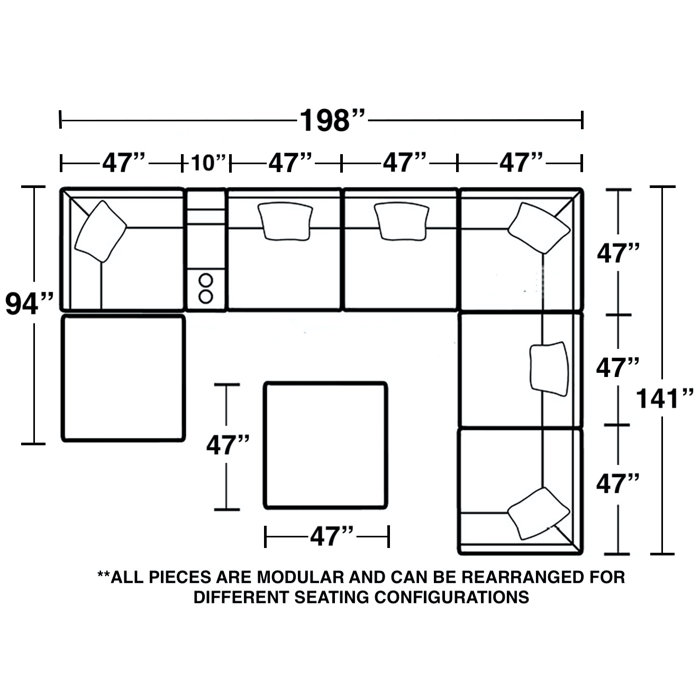 Beachcrest Home Barboza 9 Piece Upholstered Sectional Featuring Stain